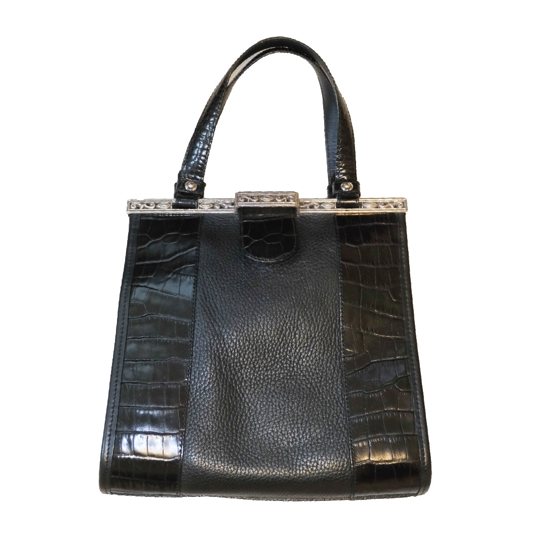 [Brighton] Black Alligator & Leather Hangbag