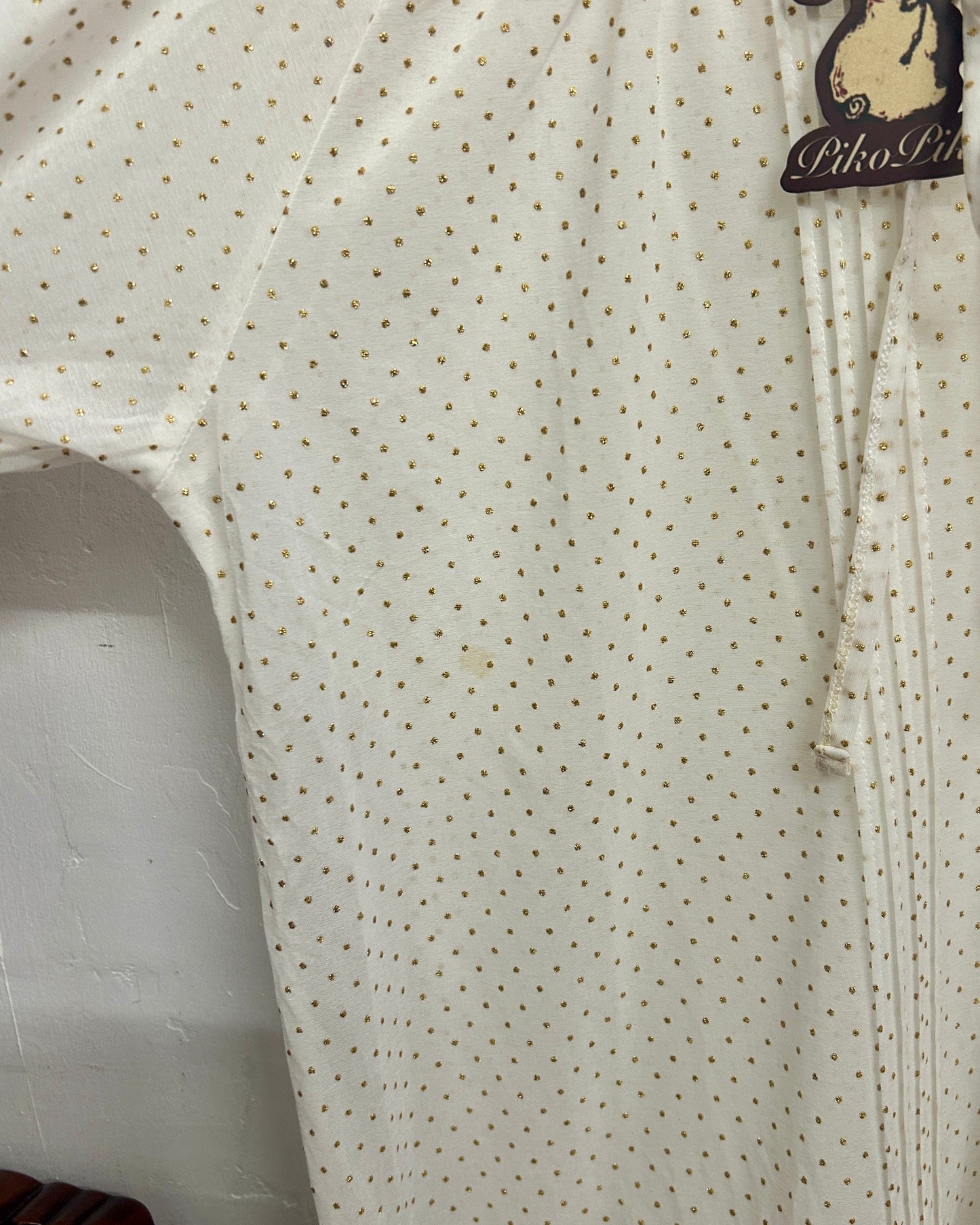 Golden Cream Polka Dots Top