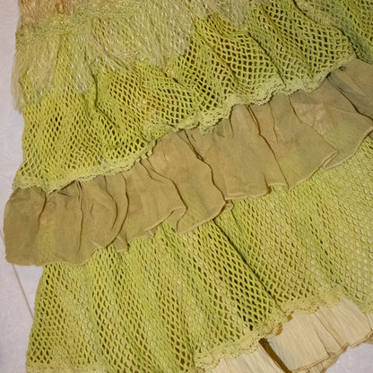 Chartreuse Patchwork Midi Skirt