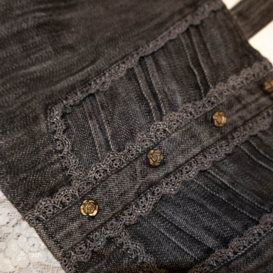 [axes femme] Denim Lace Patchwork Dress