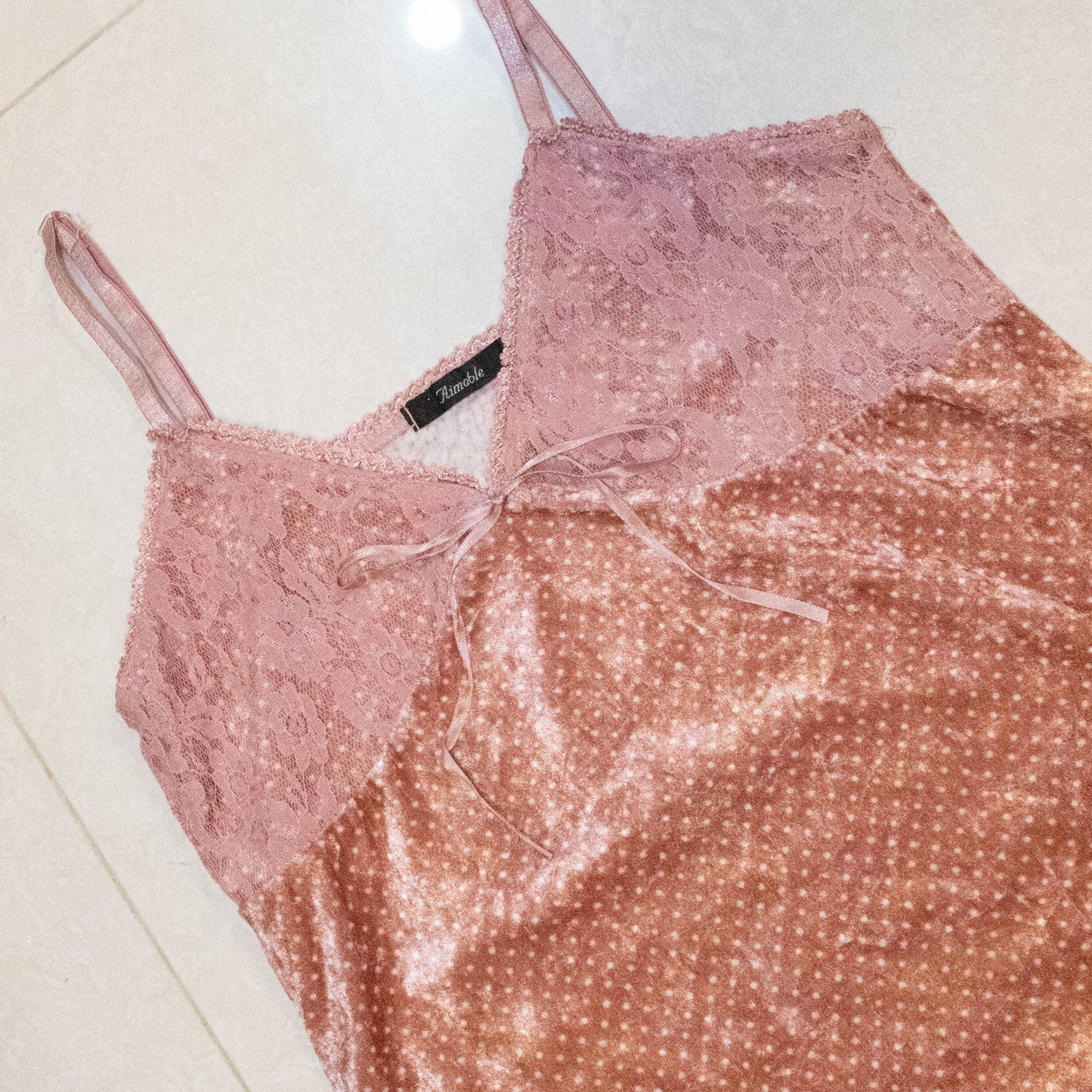 Carol Pink Polka Velvet Cami
