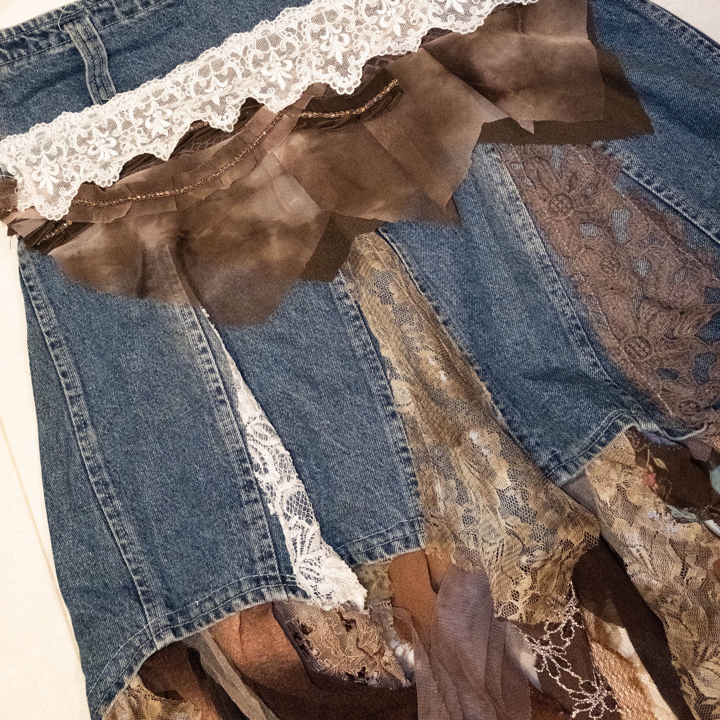 Remake Denim Patchwork Skirt