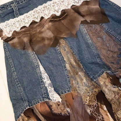 Remake Denim Patchwork Skirt