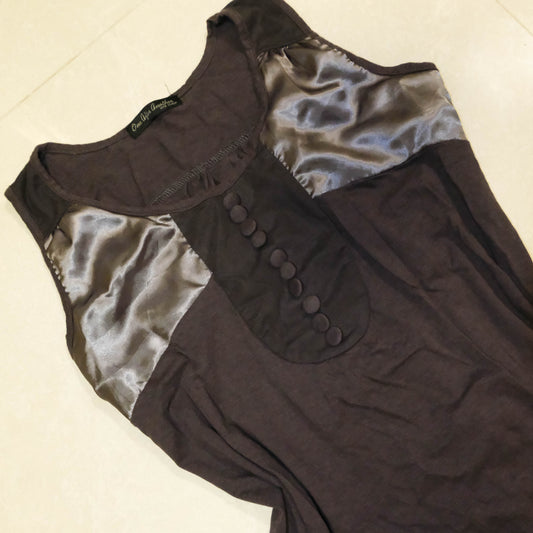 Charcoal Satin Patchwork Dress