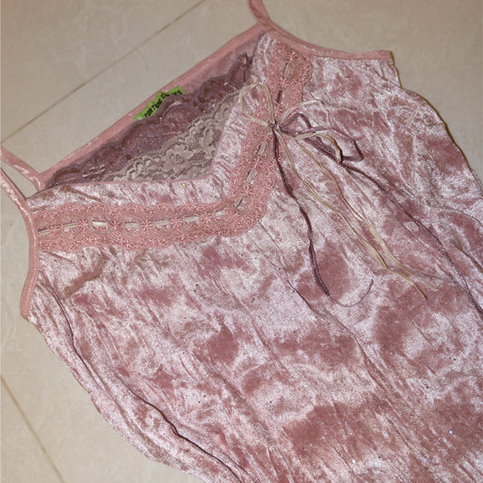 Blush Pink Glitter Velvet Cami