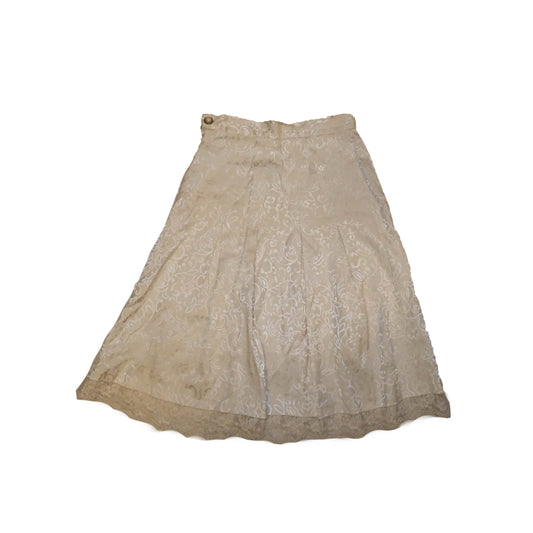 Pearl White Satin Midi Skirt
