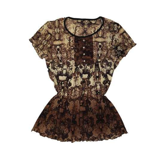 Dusky Retro Mesh Top
