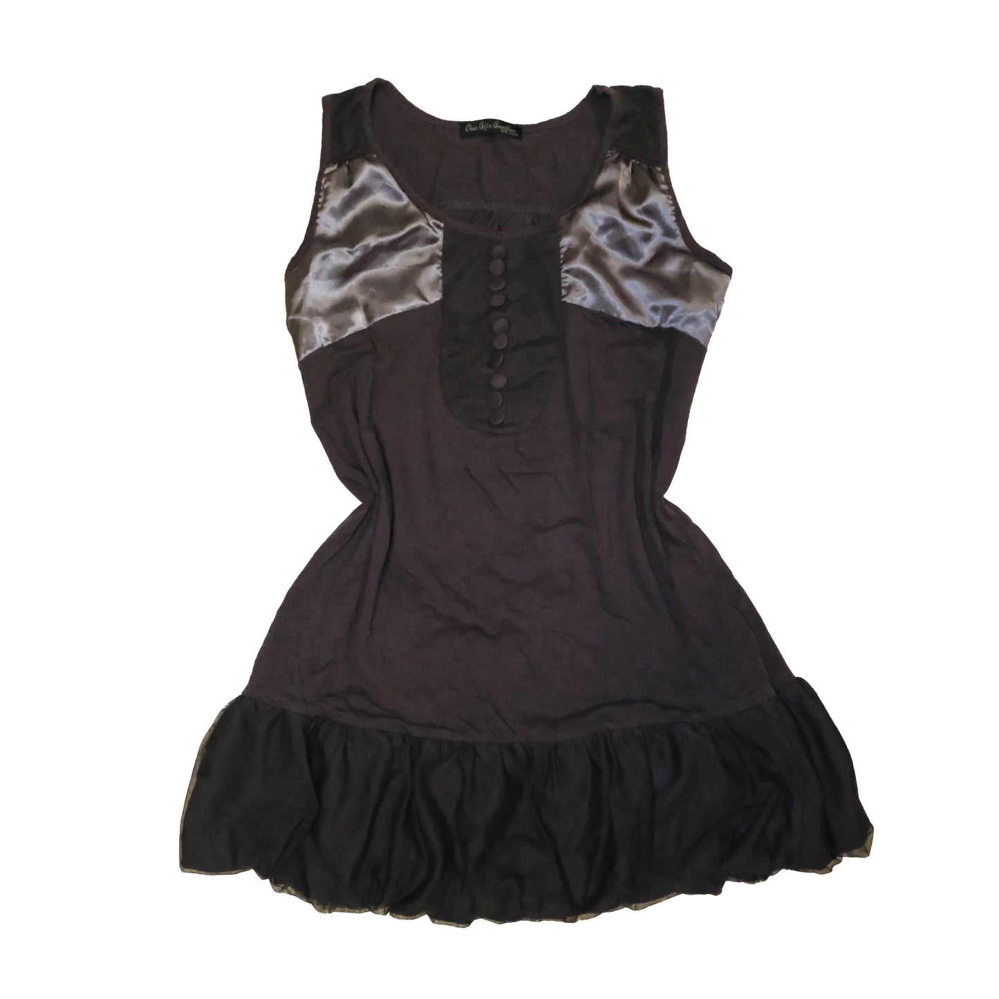 Charcoal Satin Patchwork Dress