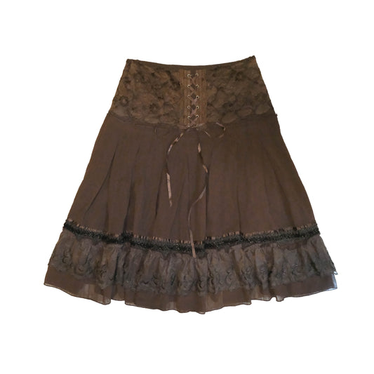 Brunette Ribbon Grunge Midi Skirt