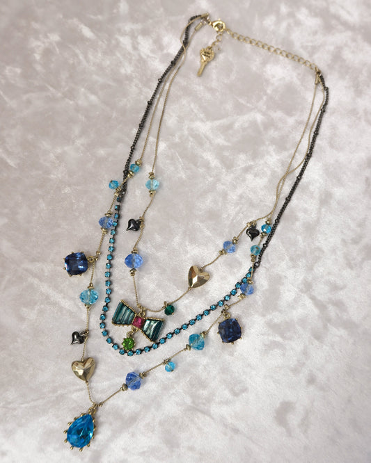 Betsey Johnson Vintage Gemstone Layer Necklace