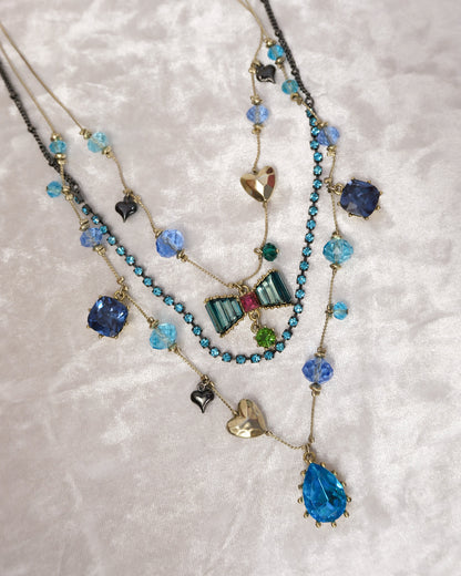 Betsey Johnson Vintage Gemstone Layer Necklace