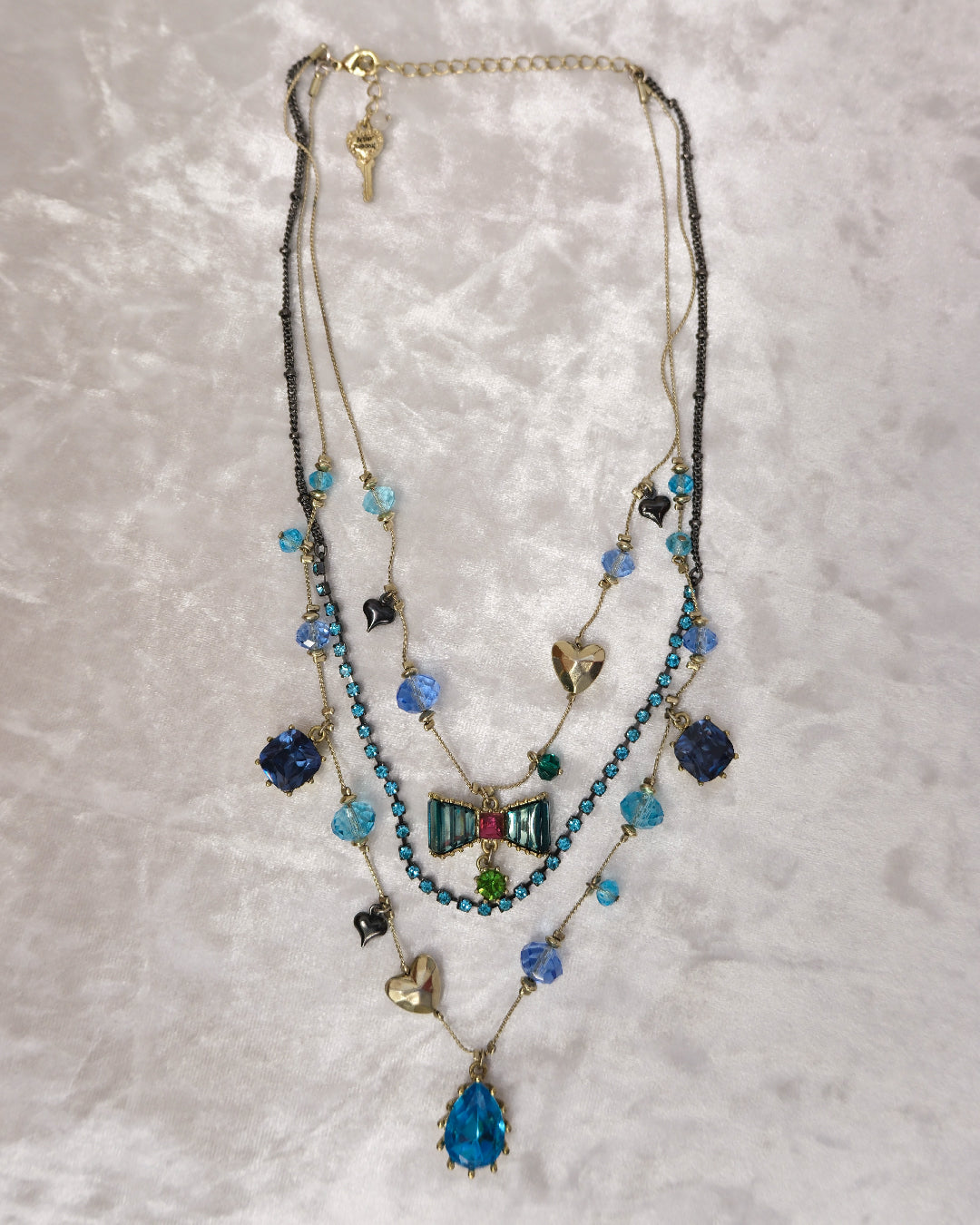Betsey Johnson Vintage Gemstone Layer Necklace