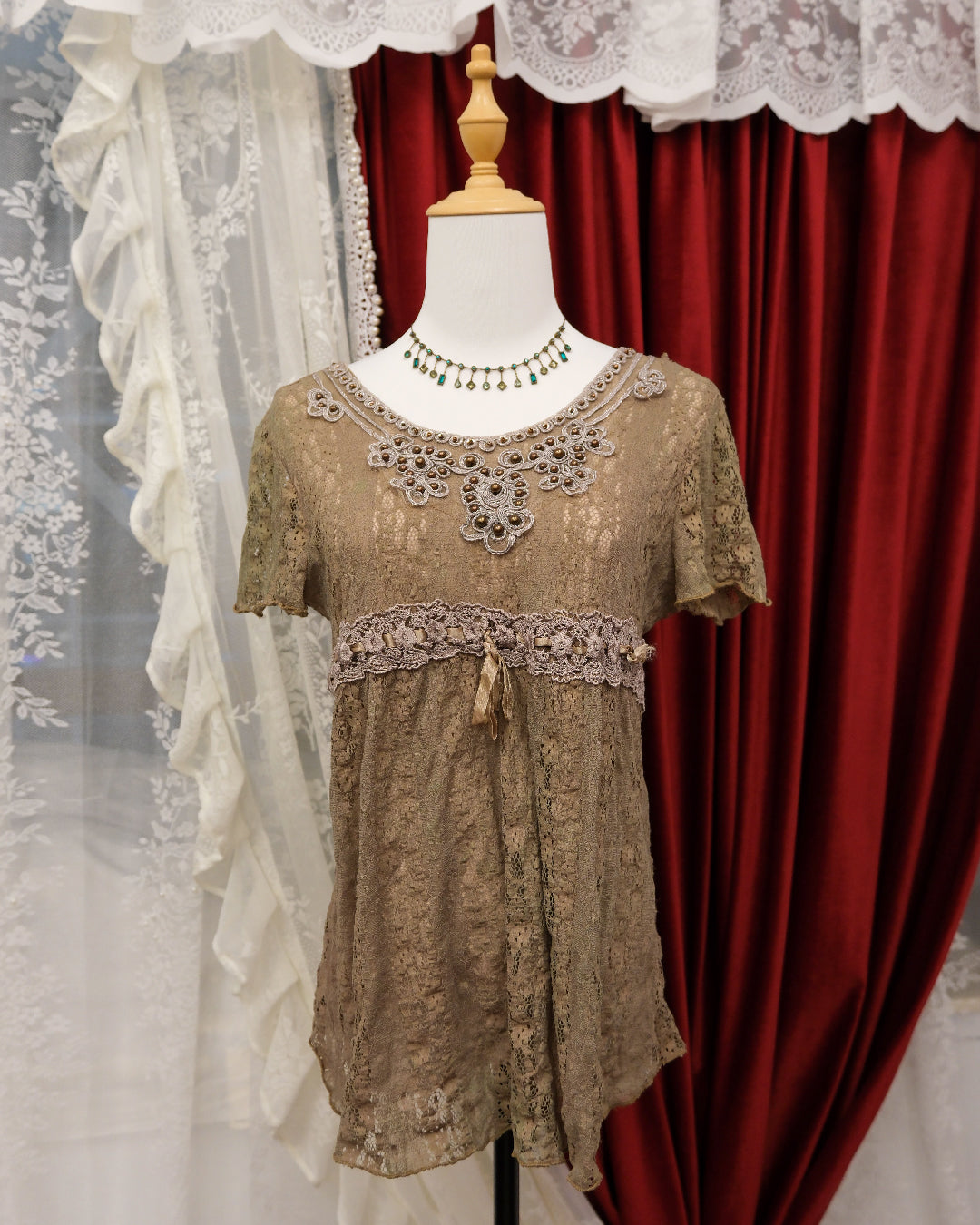 Latte Lace Ribbon Top (with defect)
