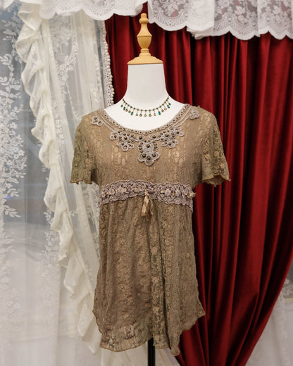 Latte Lace Ribbon Top (with defect)