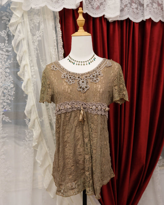 Latte Lace Ribbon Top