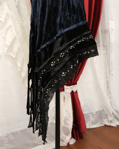 Axes Femme Asymmetric Velvet Dress