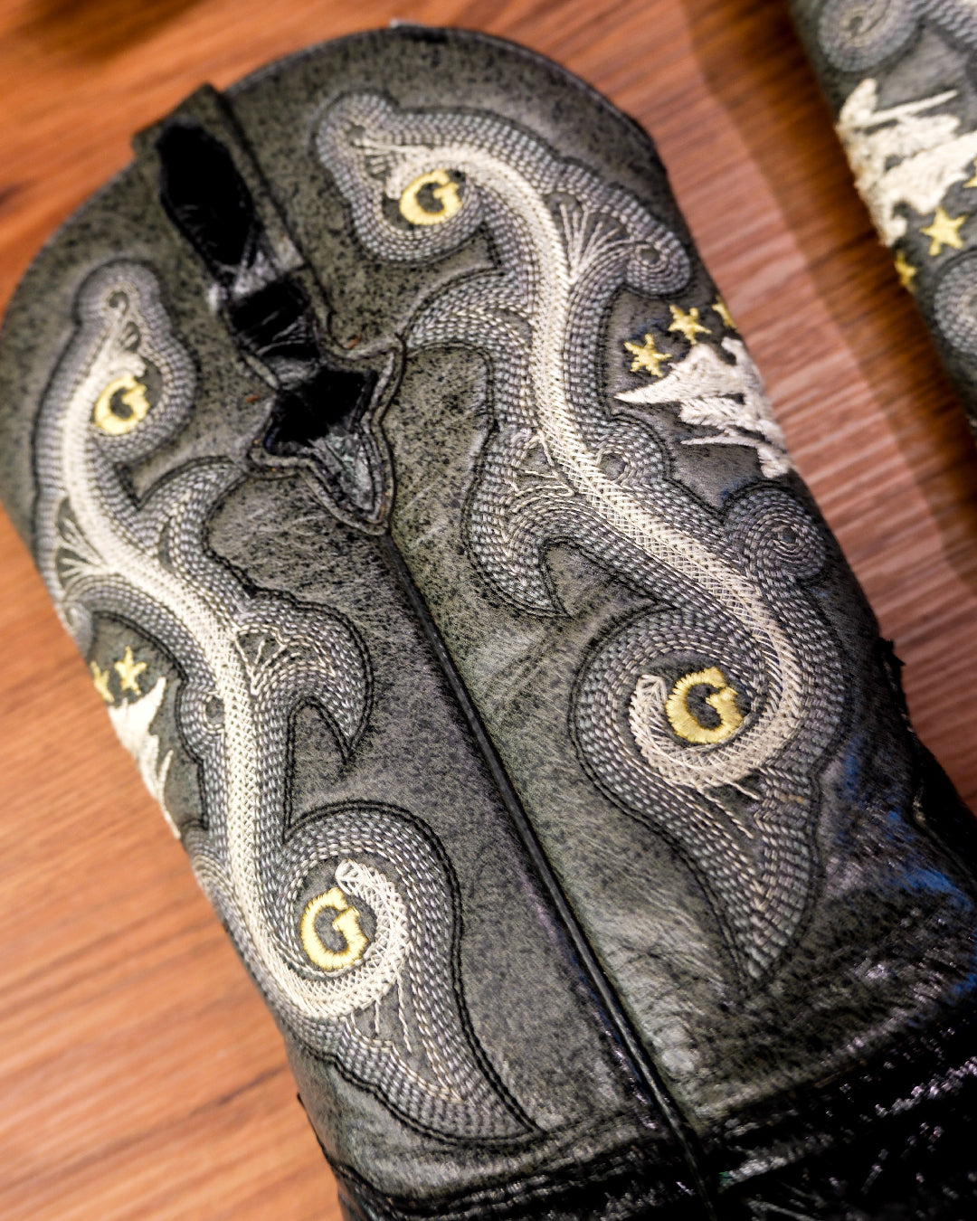 [Mexico] Vintage Eel Skin Pointed Western Boots