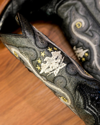 [Mexico] Vintage Eel Skin Pointed Western Boots