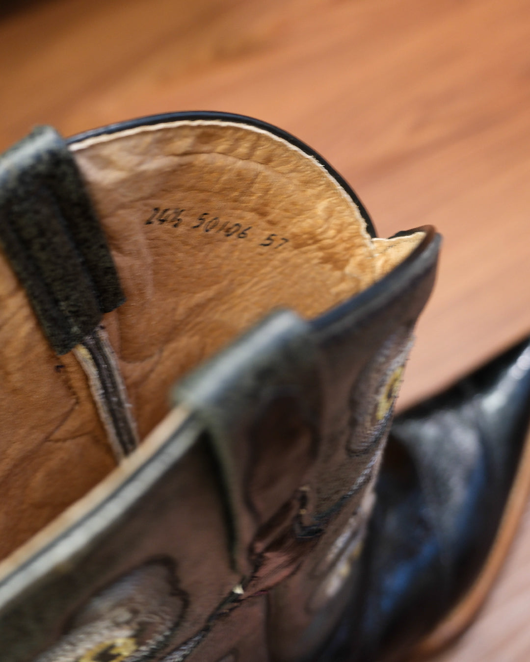[Mexico] Vintage Eel Skin Pointed Western Boots