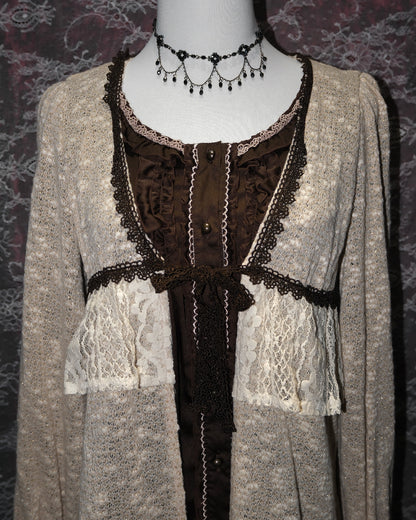 [Axes Femme] Cream Lacey Mock Two-piece Dress