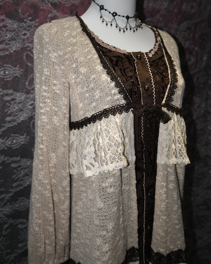 [Axes Femme] Cream Lacey Mock Two-piece Dress