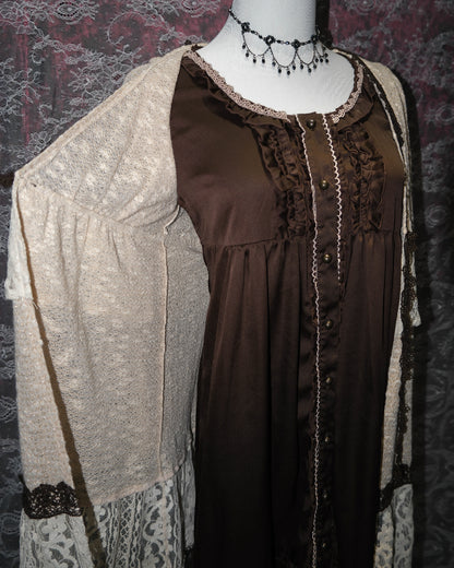 [Axes Femme] Cream Lacey Mock Two-piece Dress