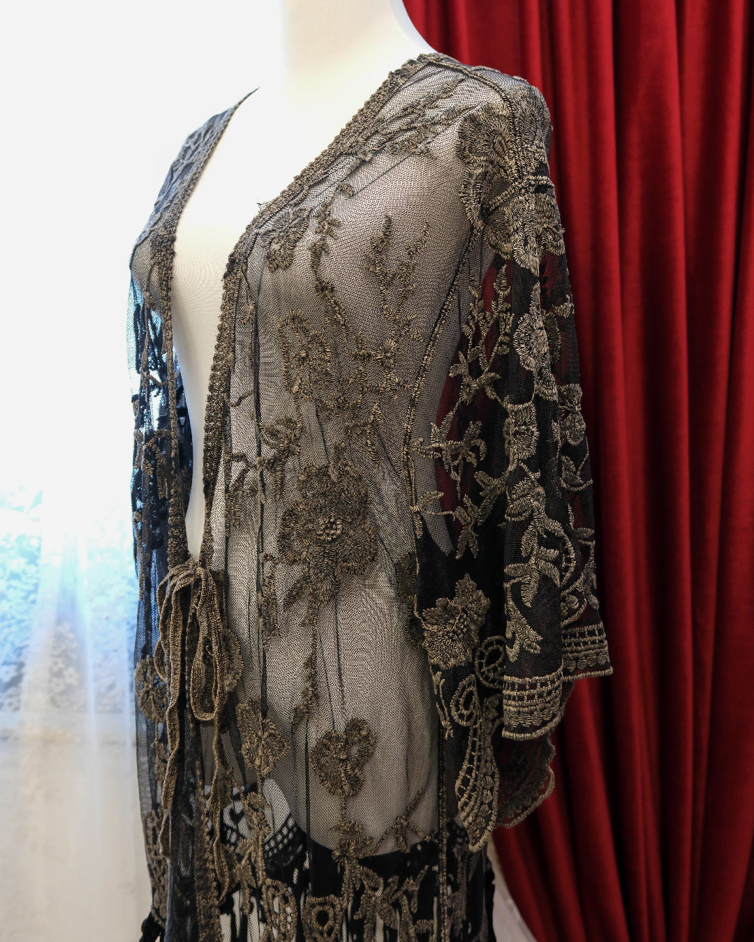 Origami Embroidered Boho Mesh Outer