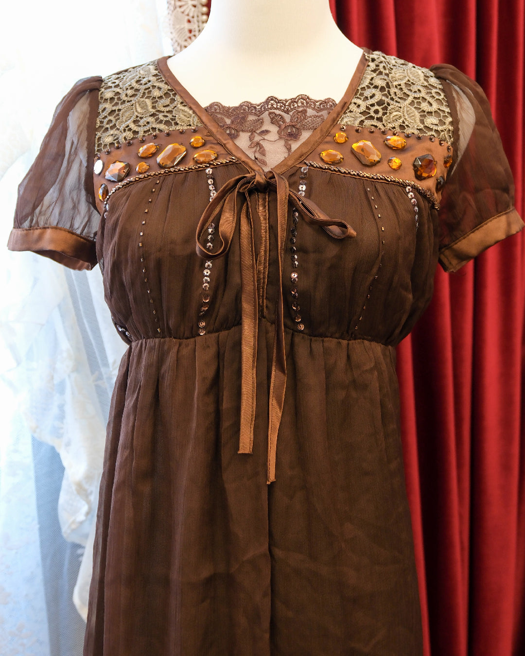 Mocha Gems Sheer Top
