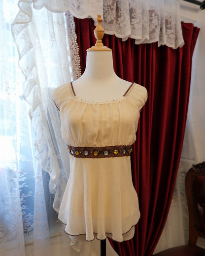 Peach Cream Gems Sheer Top
