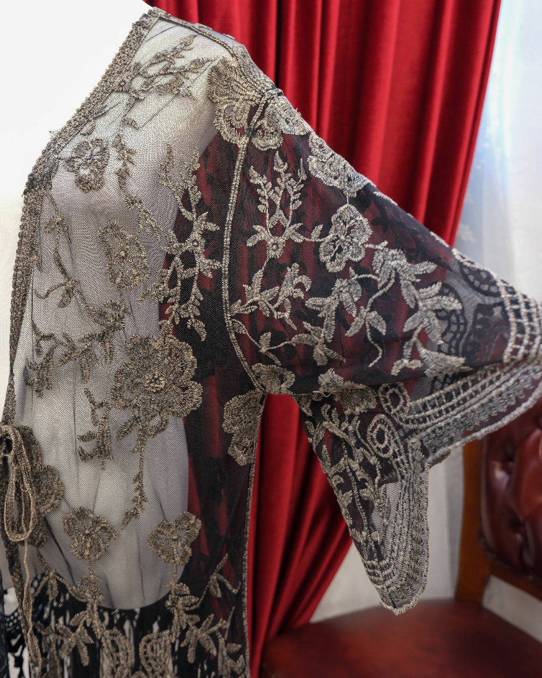 Origami Embroidered Boho Mesh Outer