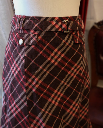[Japan] Burberry Pink Berry Plaid A-line Skirt