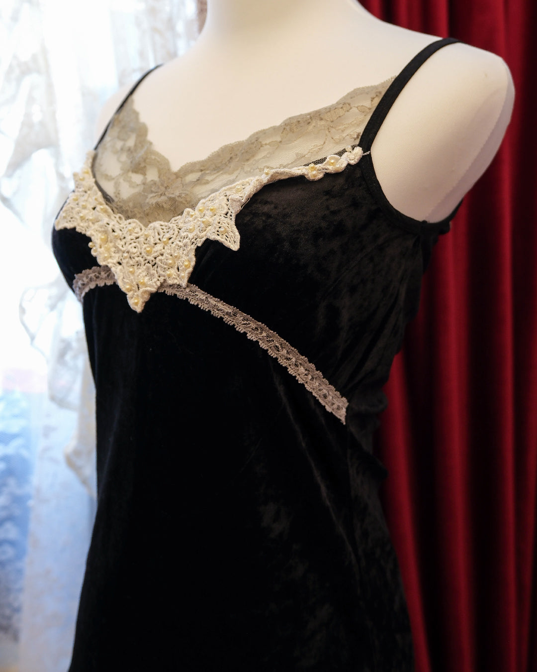 Gothic Pearl Velvet Camisole