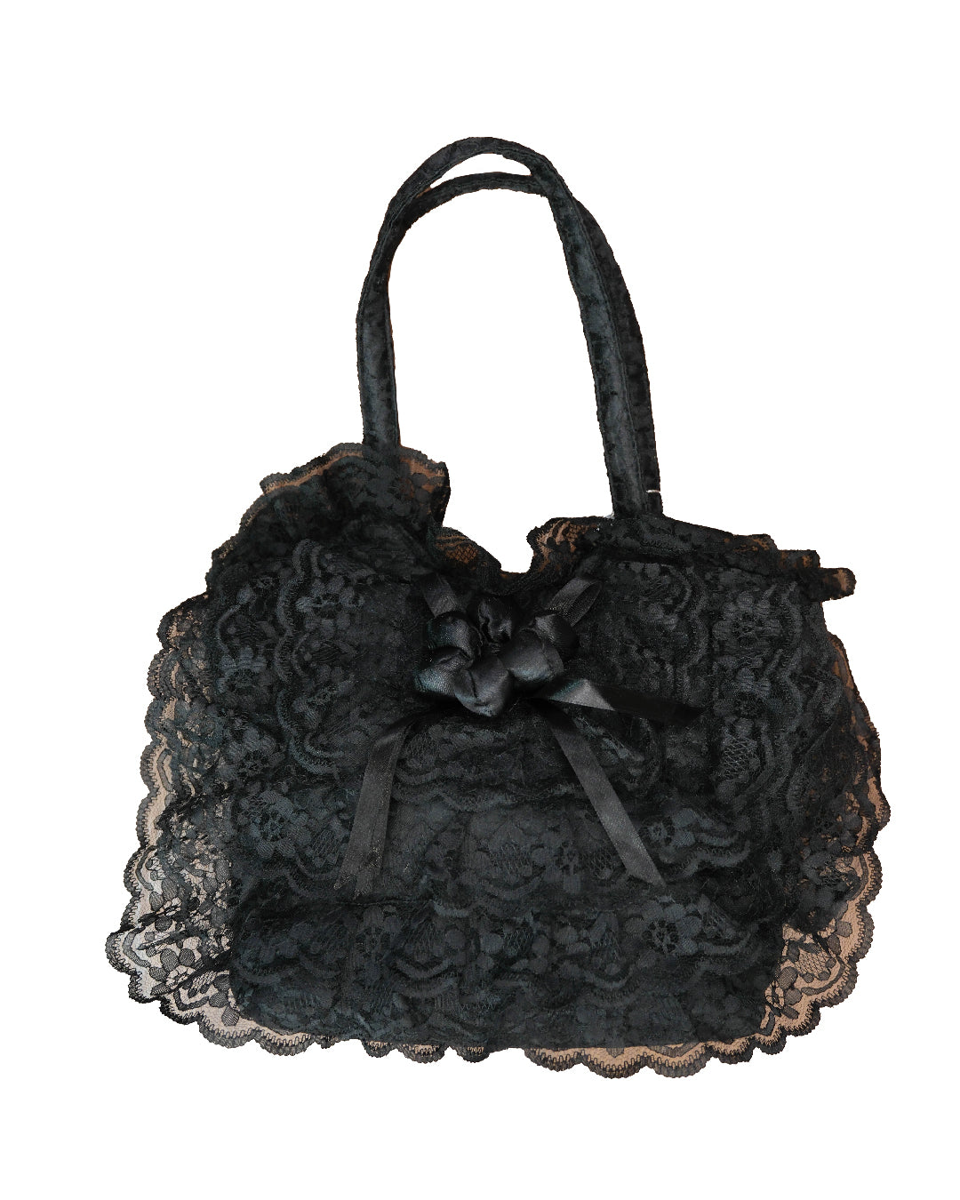 Black Lace Ribbon Handbag
