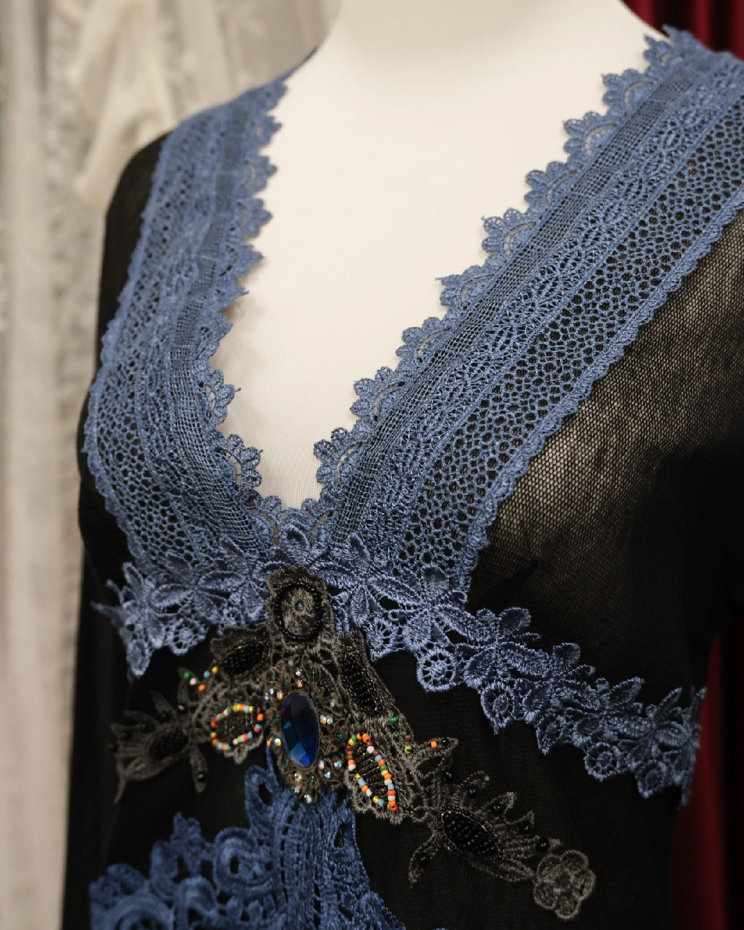 Sapphire Gemstone Mesh Top