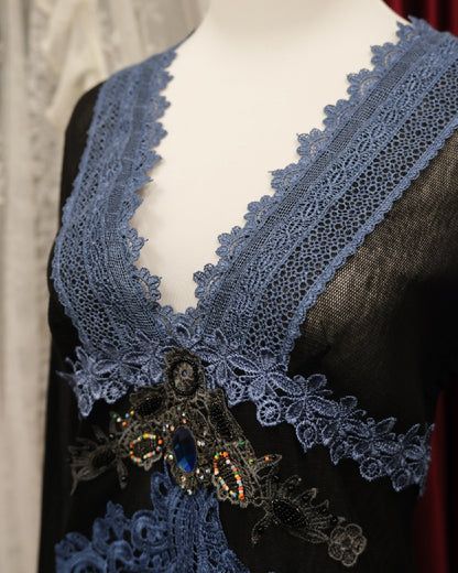 Sapphire Gemstone Mesh Top