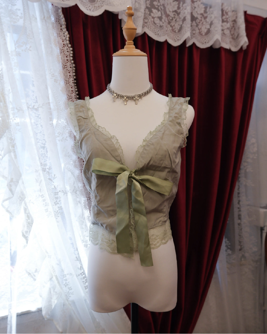 Pale Mint Ribbon Vest