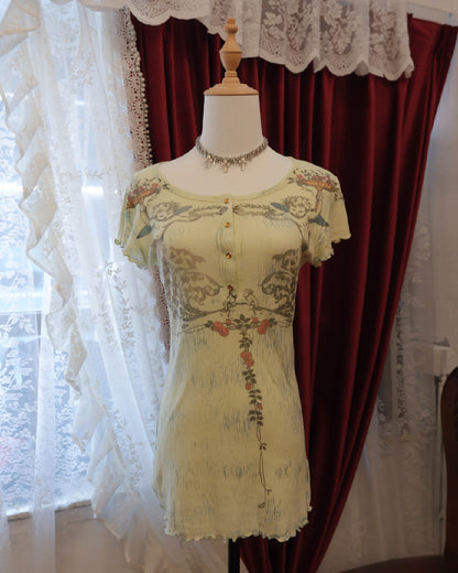 Butterfly Dropout Angel Print Top