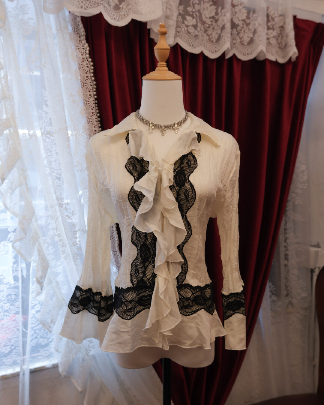 Derhy White Ruffle Shirt