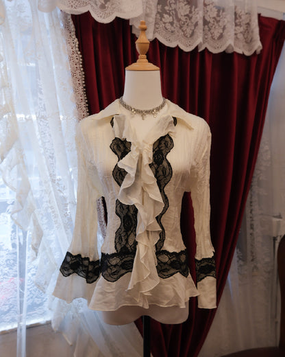 Derhy White Ruffle Shirt