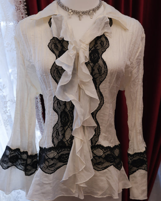 Derhy White Ruffle Shirt