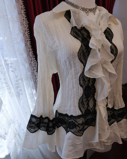 Derhy White Ruffle Shirt