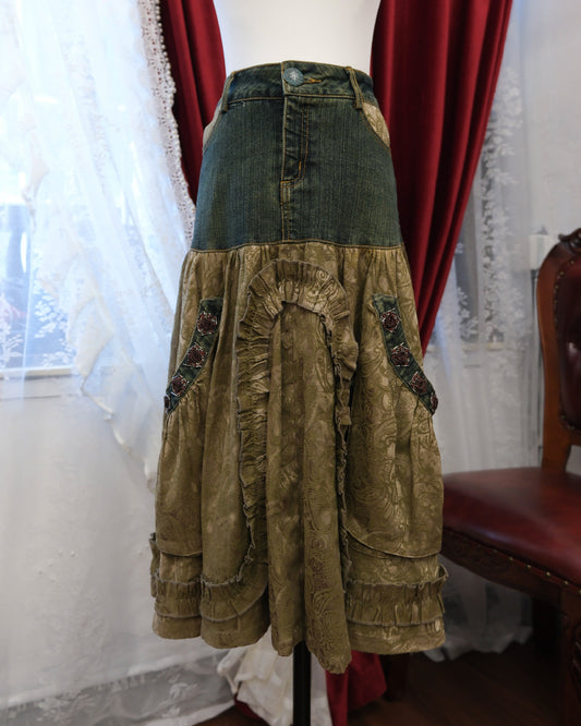 Denim Patchwork Skirt
