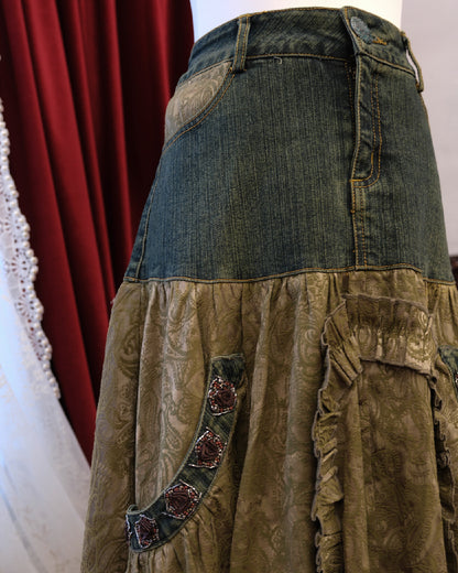 Denim Patchwork Skirt