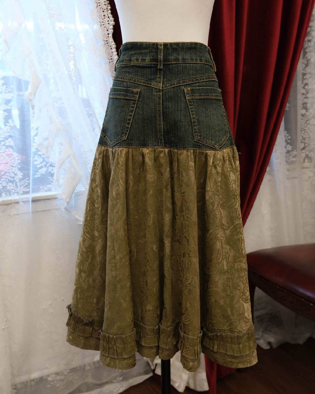 Denim Patchwork Skirt