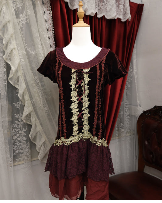 Axes Femme Wine Red Velvet Dress