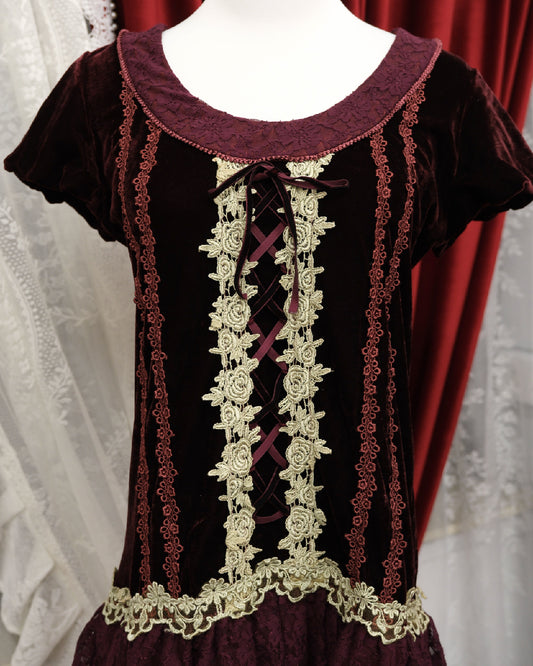 Axes Femme Wine Red Velvet Dress