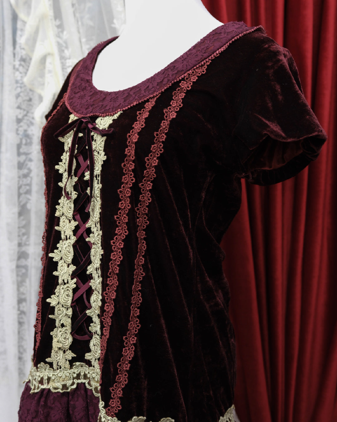 Axes Femme Wine Red Velvet Dress