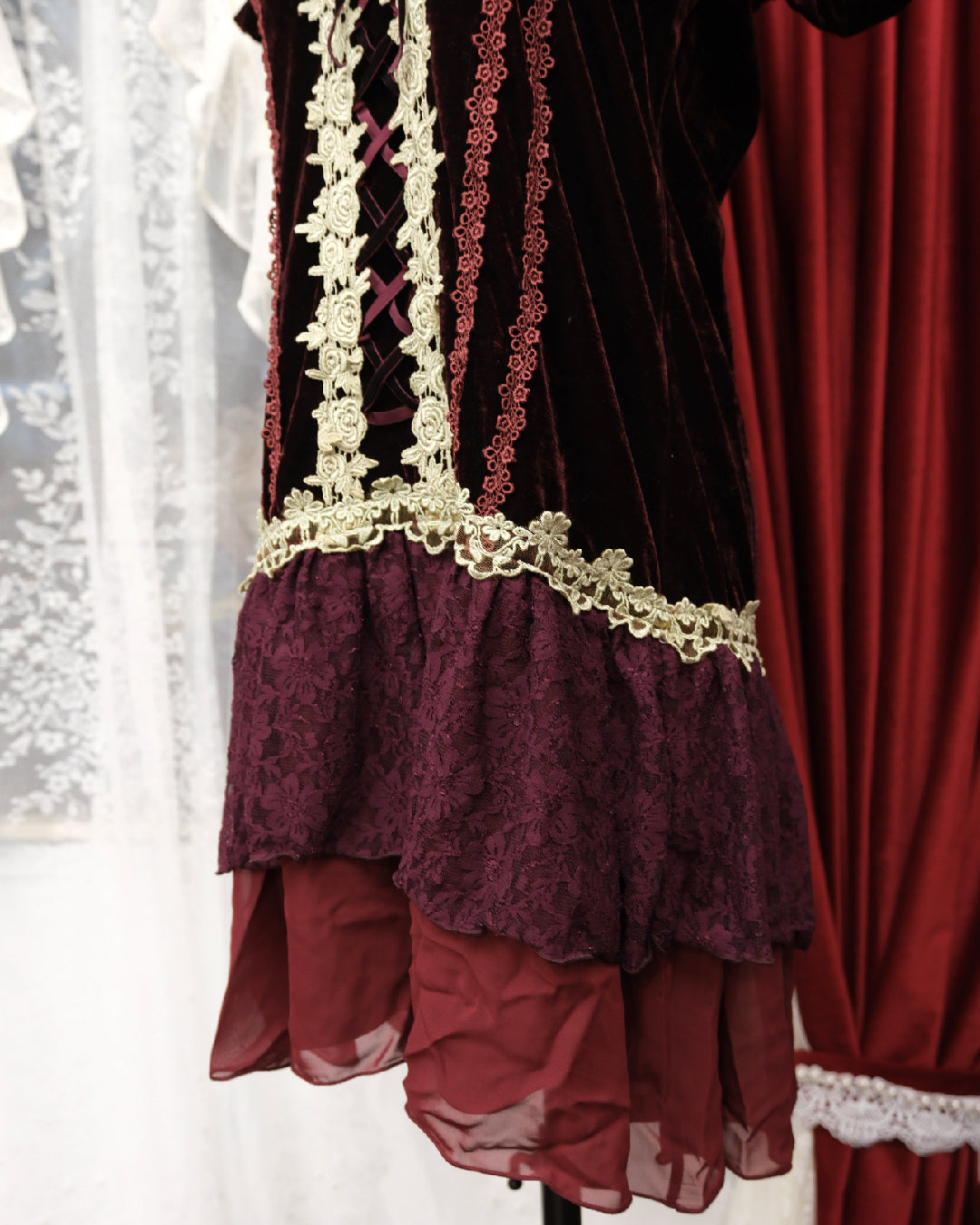 Axes Femme Wine Red Velvet Dress