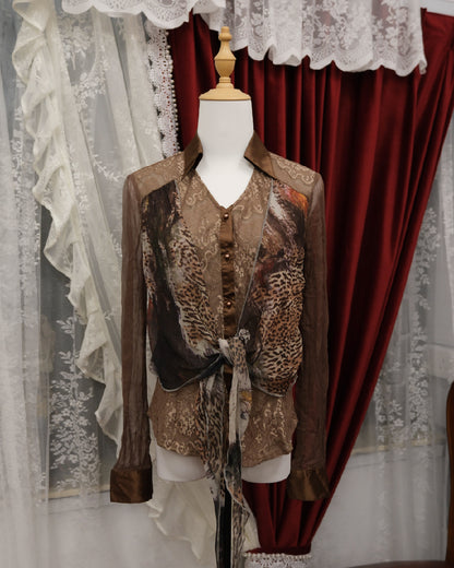 Alberto Makali Leopard Patchwork Mesh Shirt