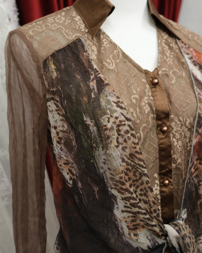 Alberto Makali Leopard Patchwork Mesh Shirt